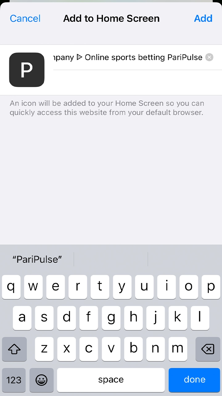 Add the PariPulse app to your device's home screen.