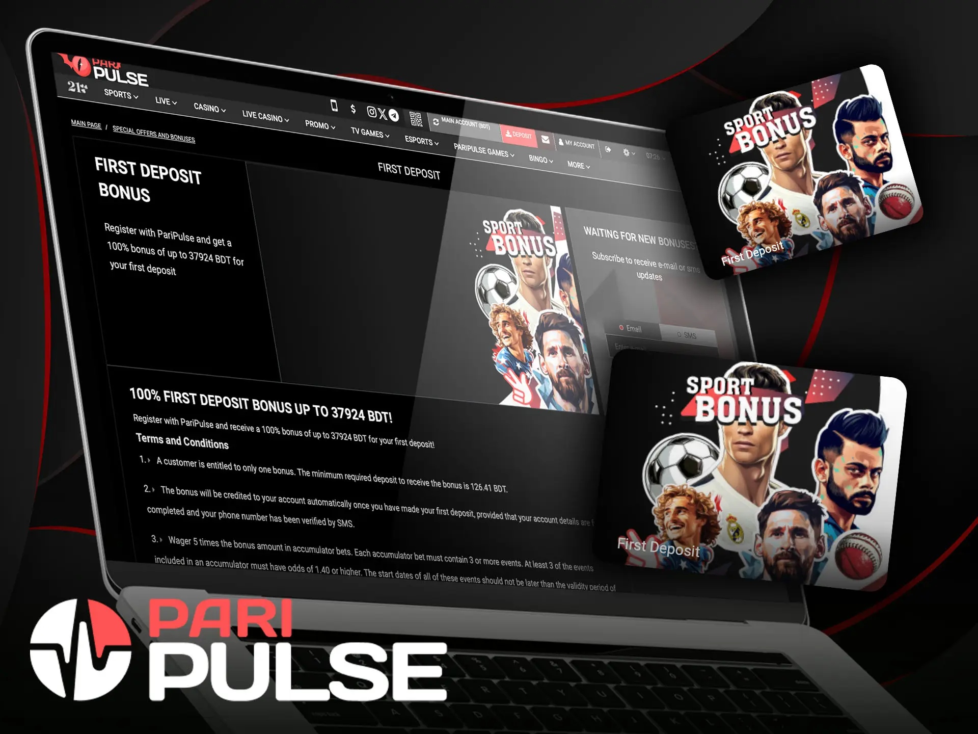 Use the sports bonus for PariPulse sporting events.