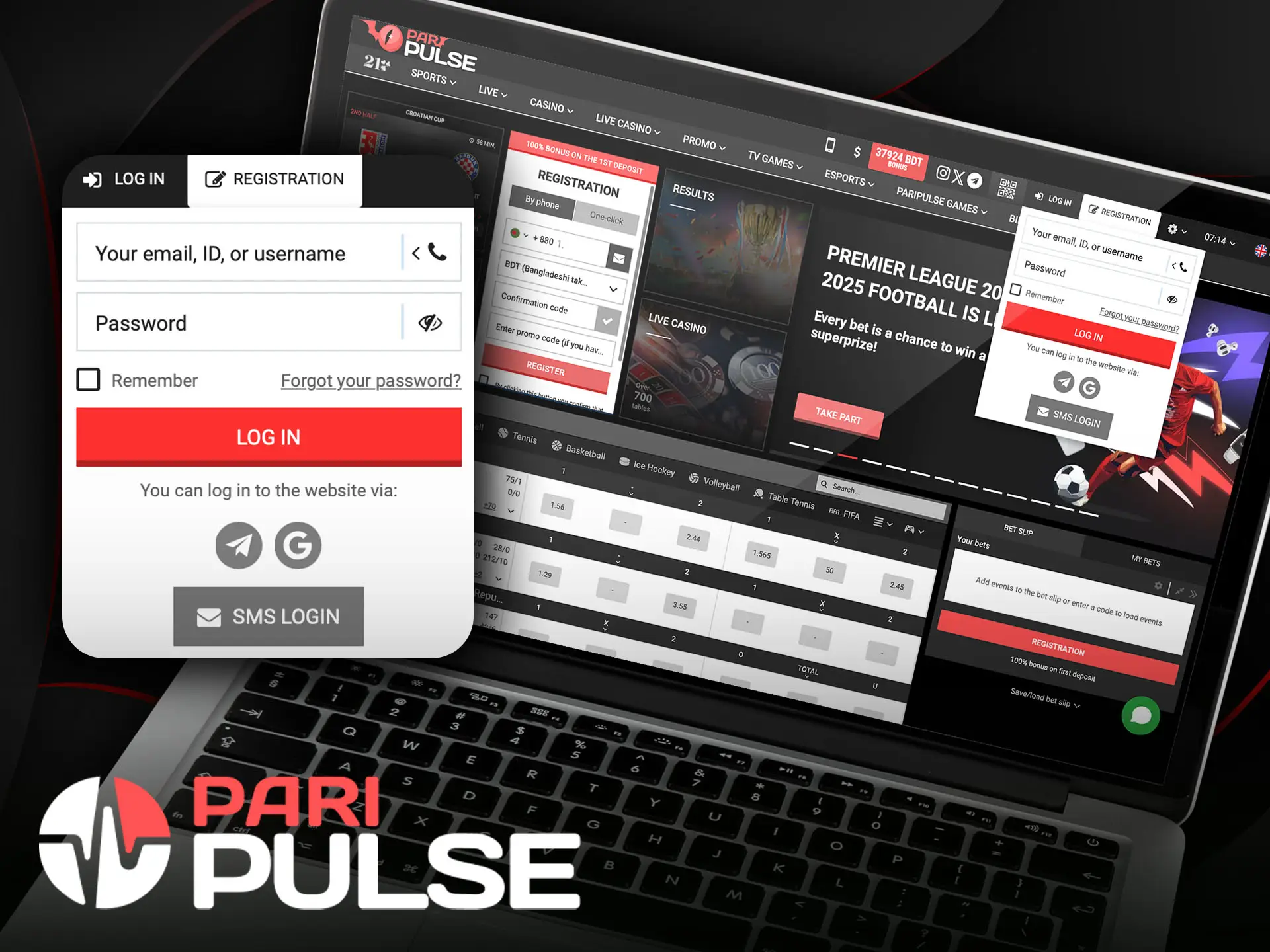 Place your bets at PariPulse using your personal account.