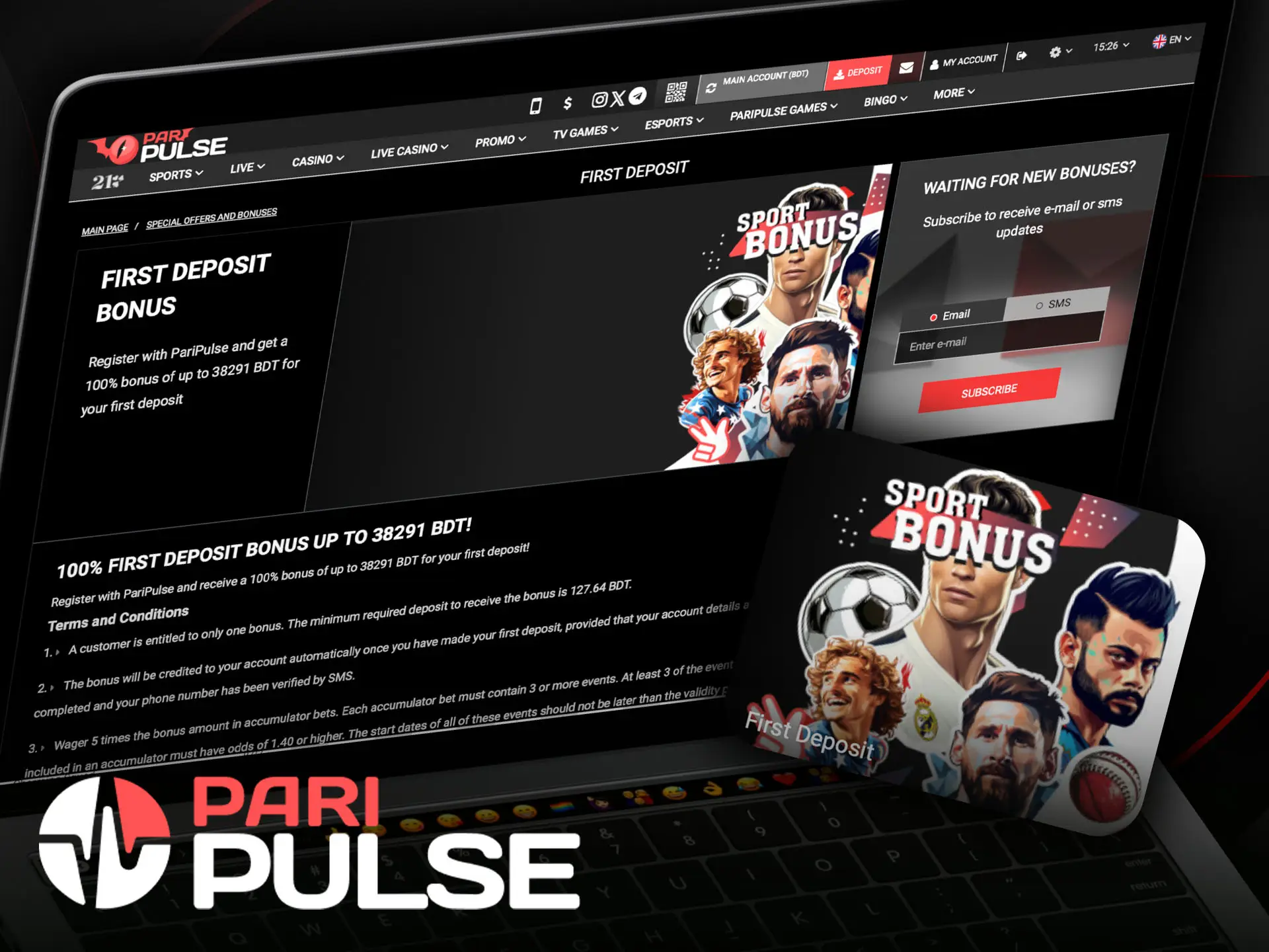 Make a deposit into your account and get a bonus for your bets from PariPulse.