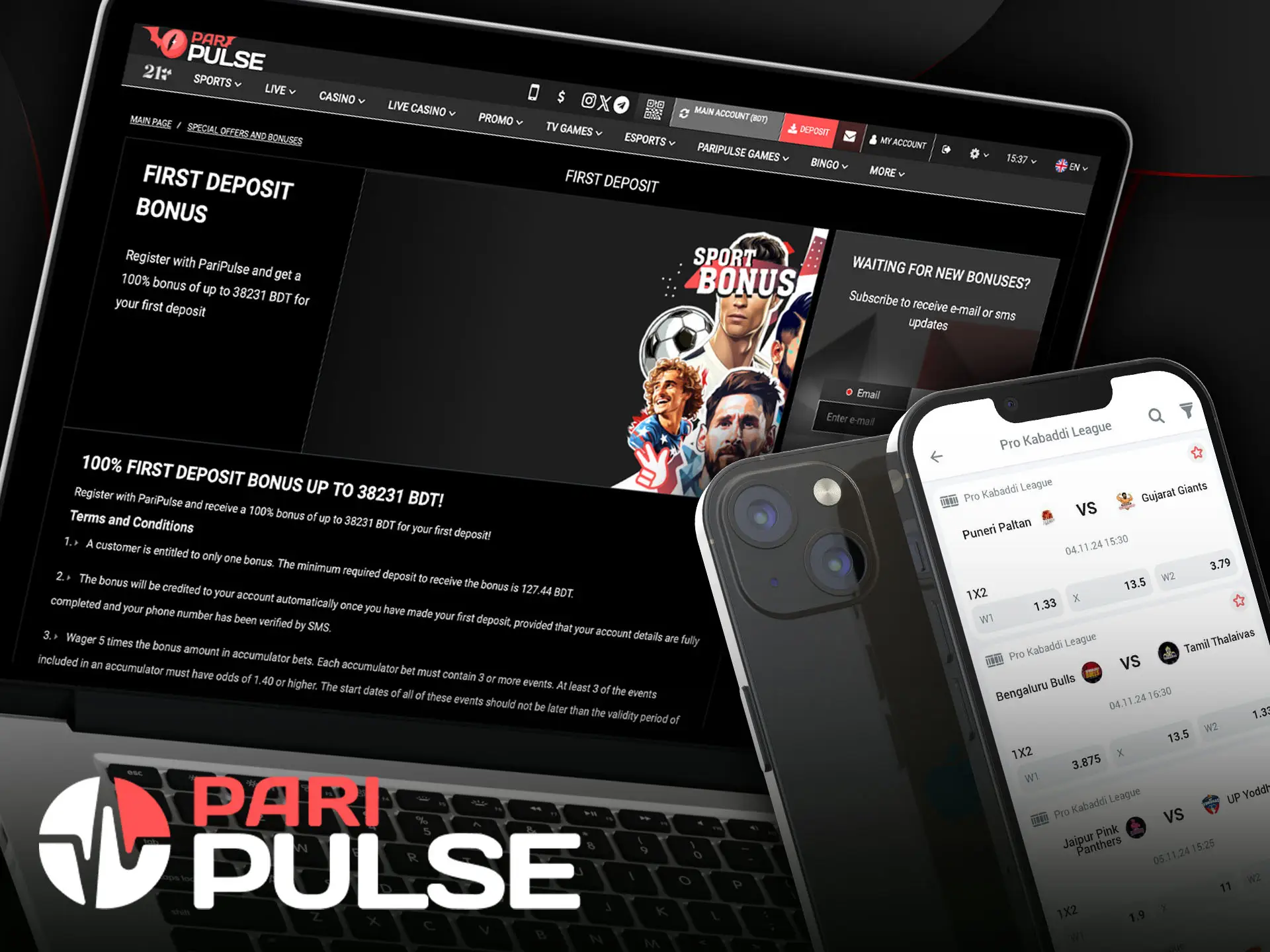 Get a bonus after making a deposit to bet on Kabaddi at PariPulse.