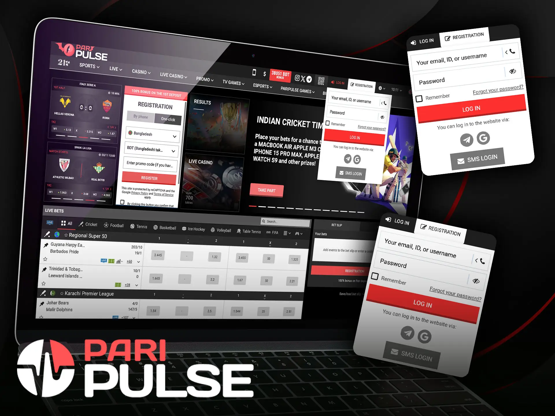 Use the login details to start playing at PariPulse.