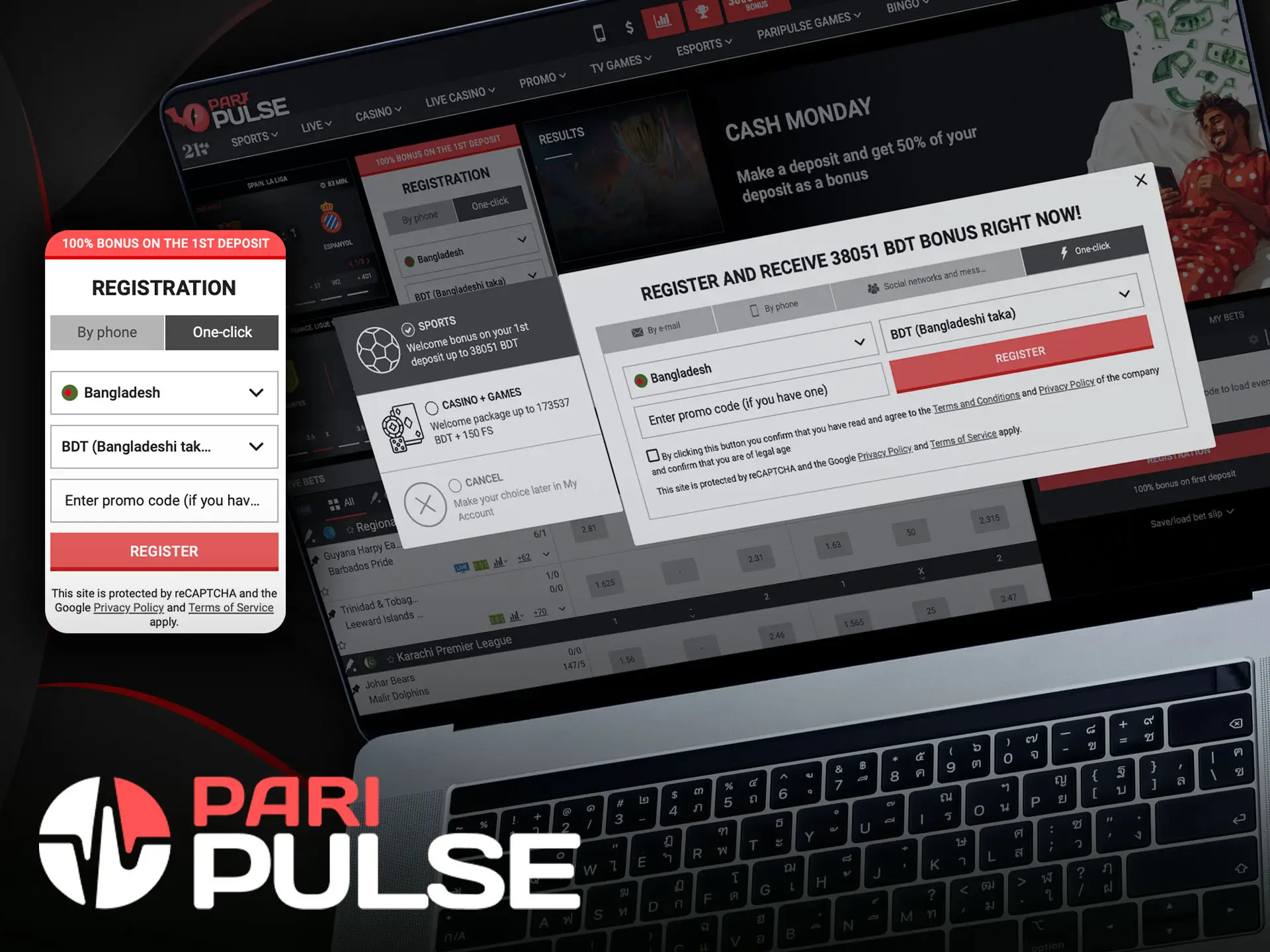 Create an account instantly with the one-click feature in PariPulse.