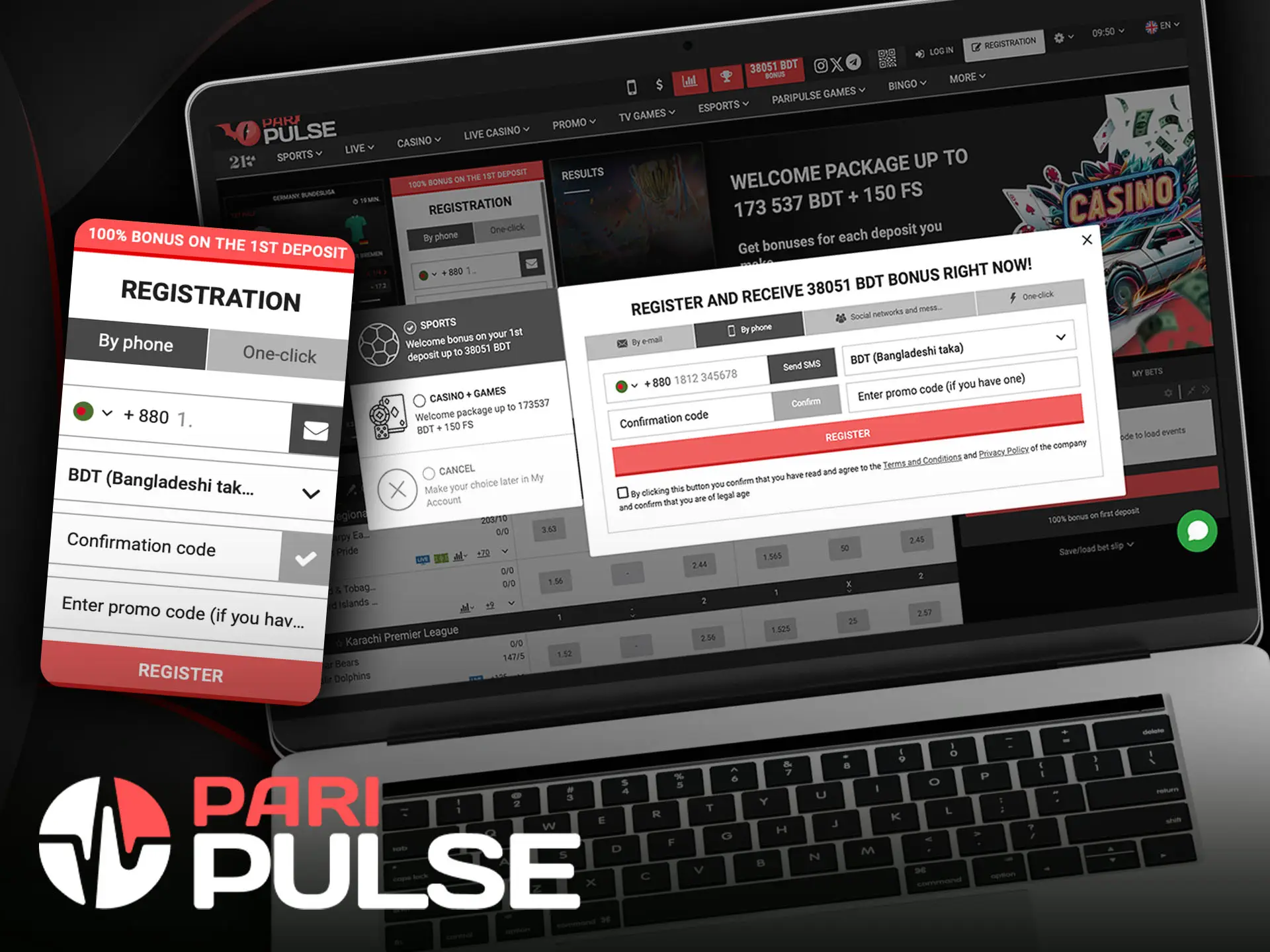 Enter your phone number and create an account with PariPulse.