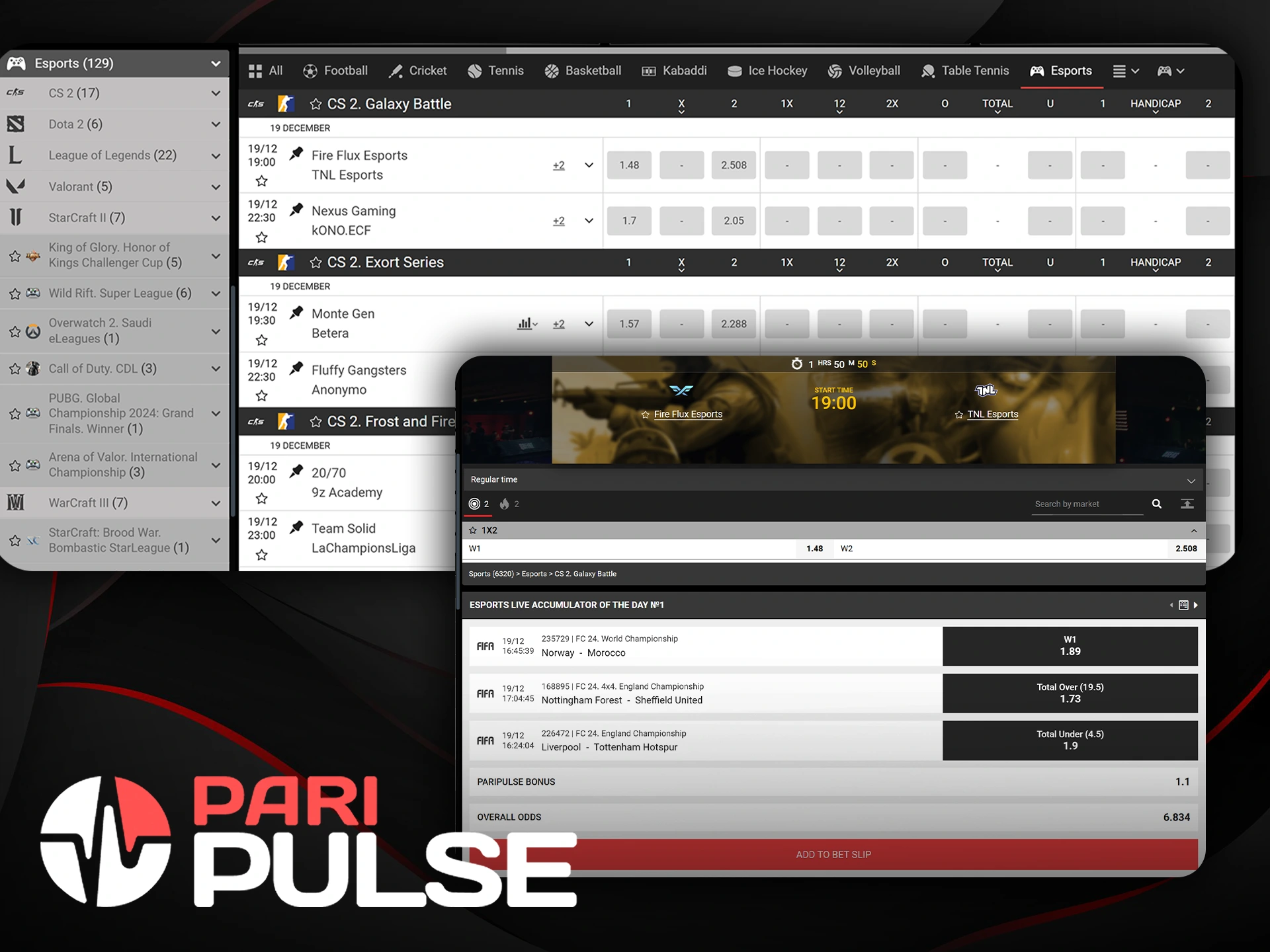 Many people choose PariPulse for eSports betting.