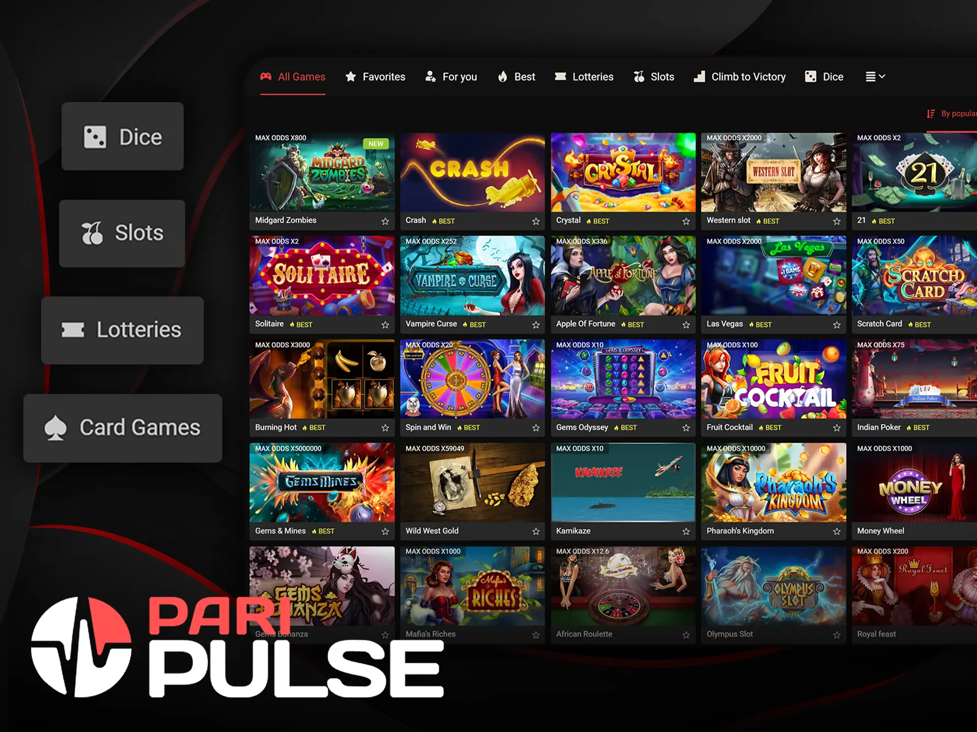 Find out what types of games are available at PariPulse.