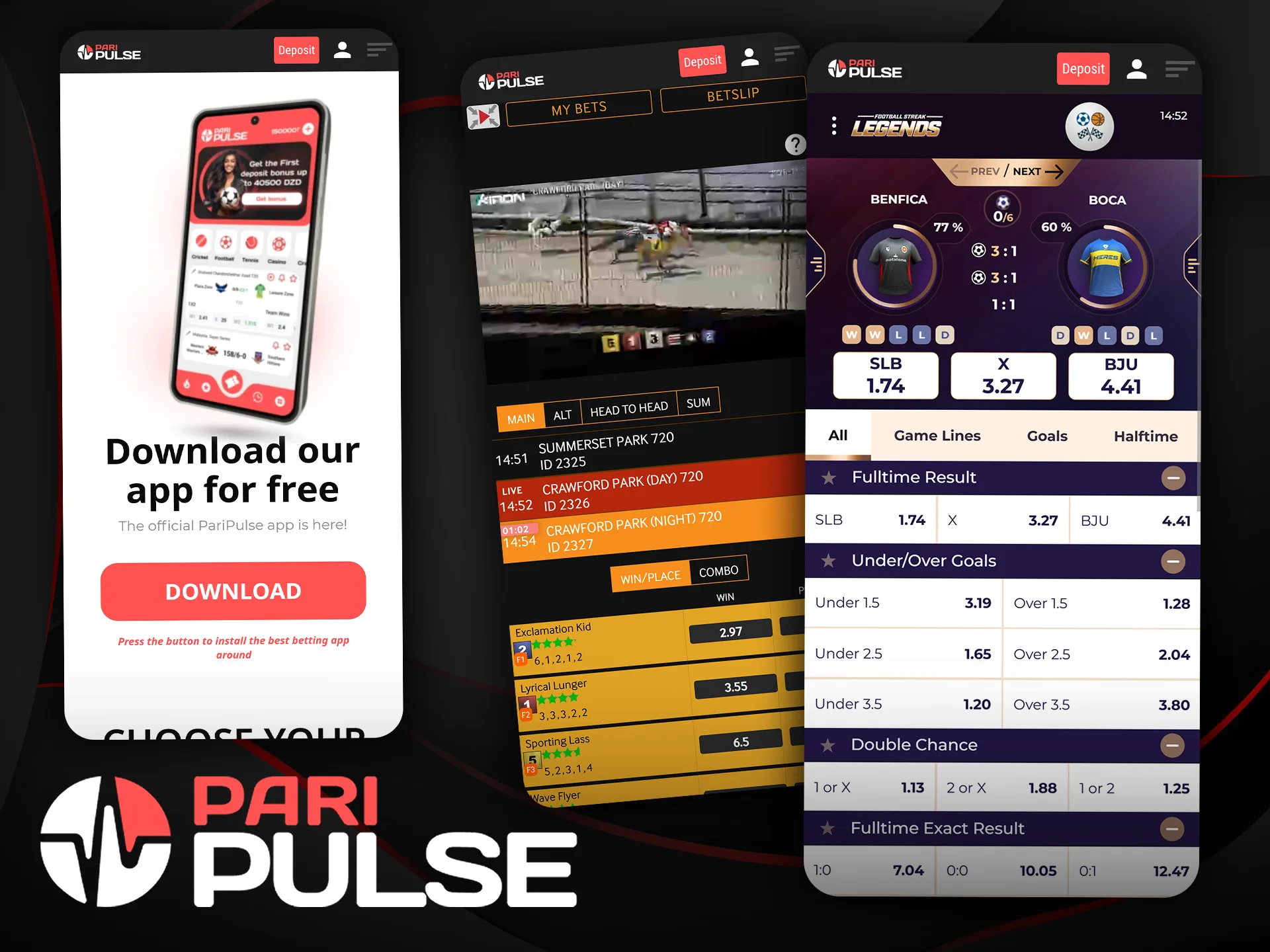 The PariPulse app allows you to enjoy virtual sports betting on the go.