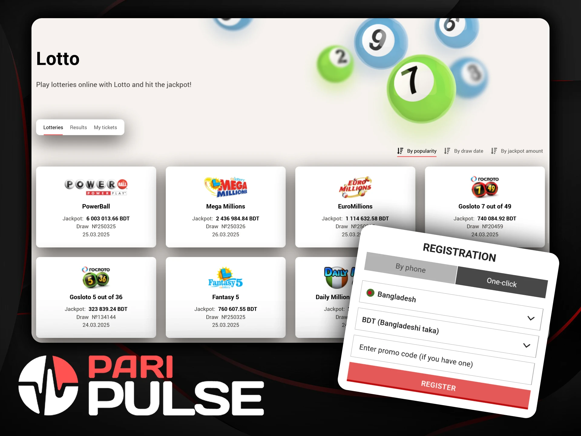 Join PariPulse for a chance to win big prizes in lottery games.