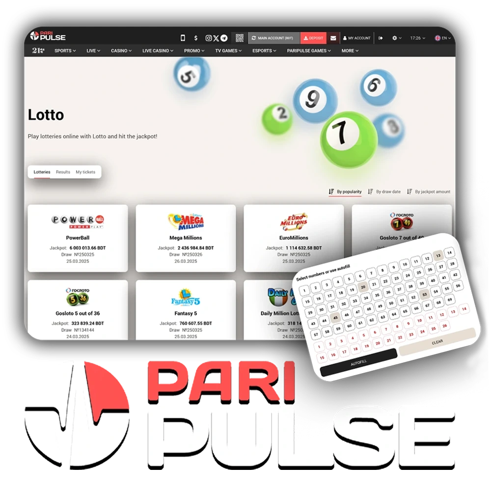 Try out various lottery games at PariPulse.