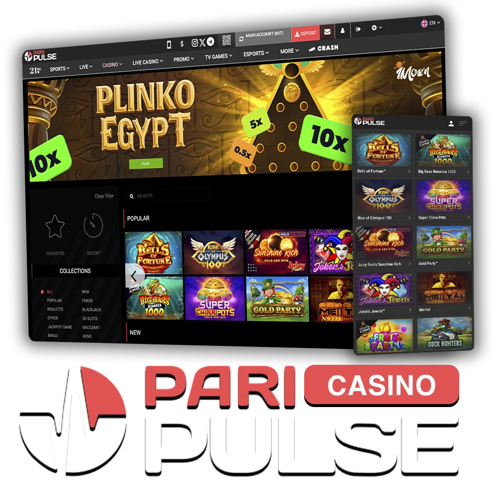 Play your favourite games on PariPulse online casino via the website or app.