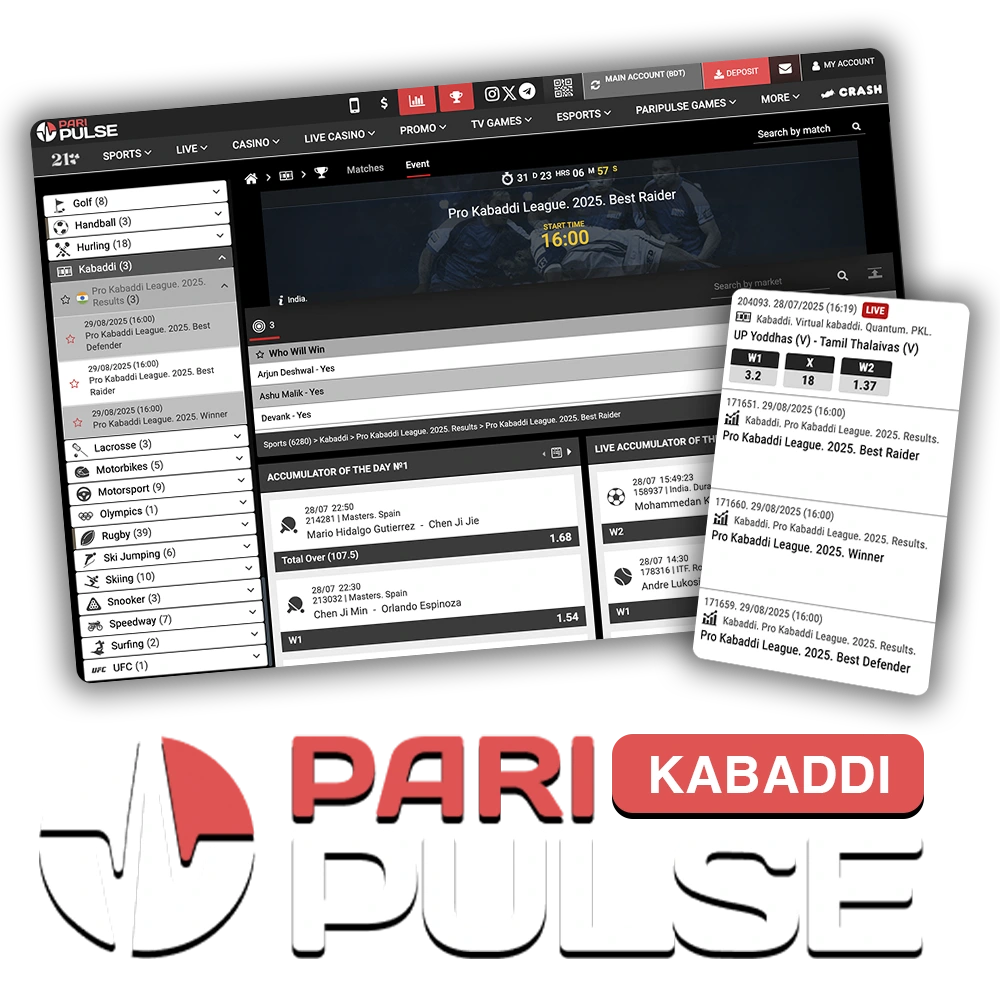 Bet on the best Kabaddi tournaments and win at PariPulse.