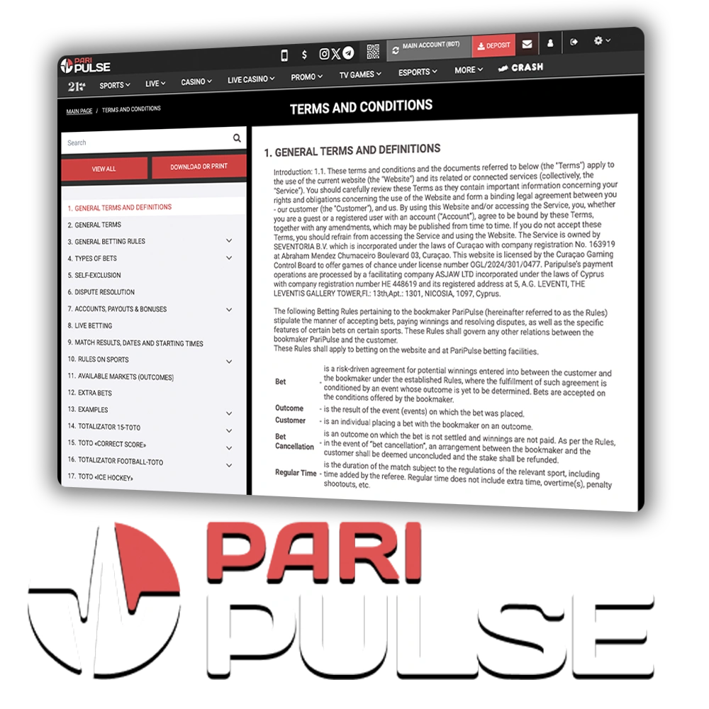 Familiarize yourself with the terms and conditions of playing at PariPulse.