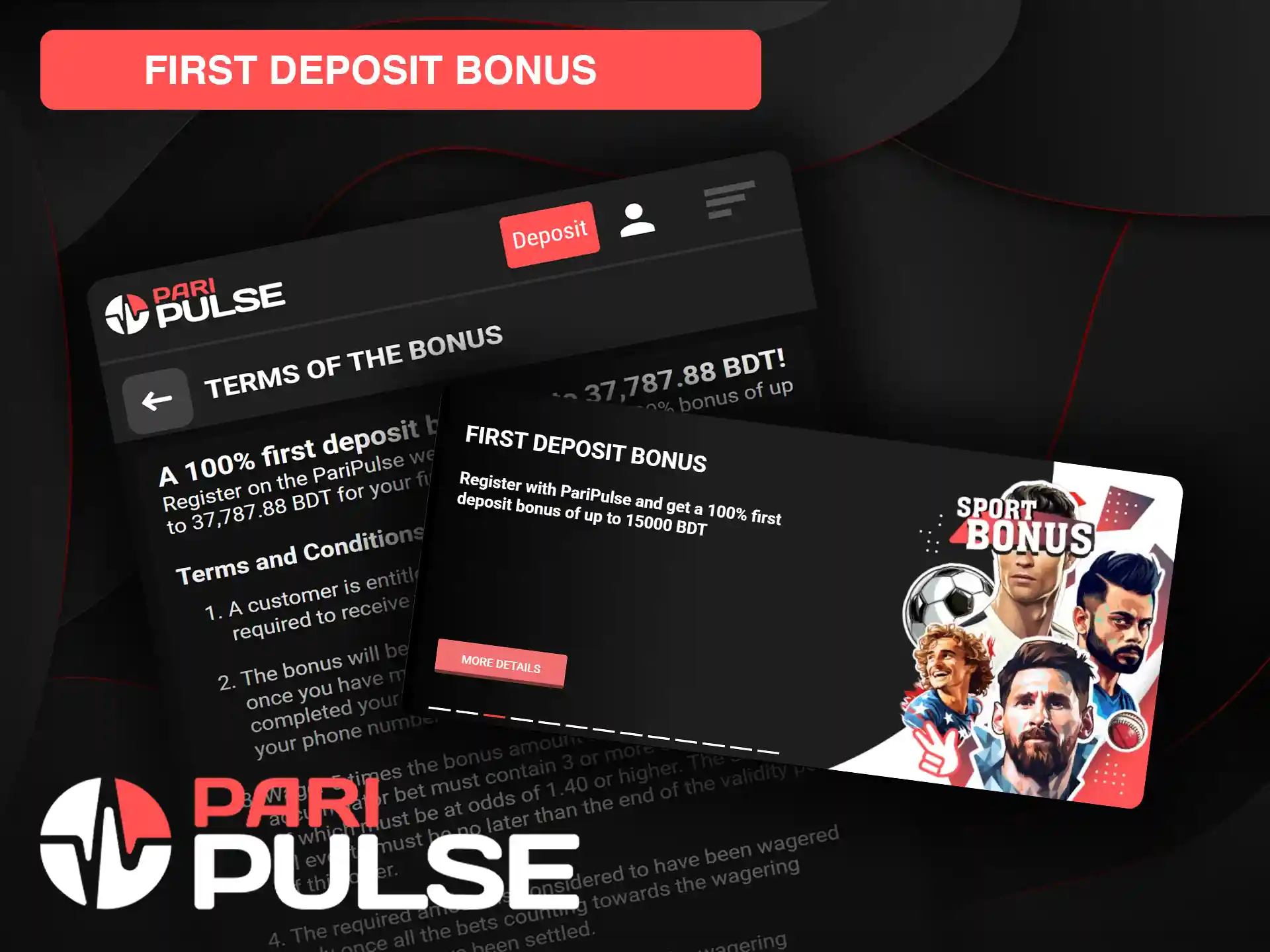 PariPulse gives first deposit bonus for football betting.