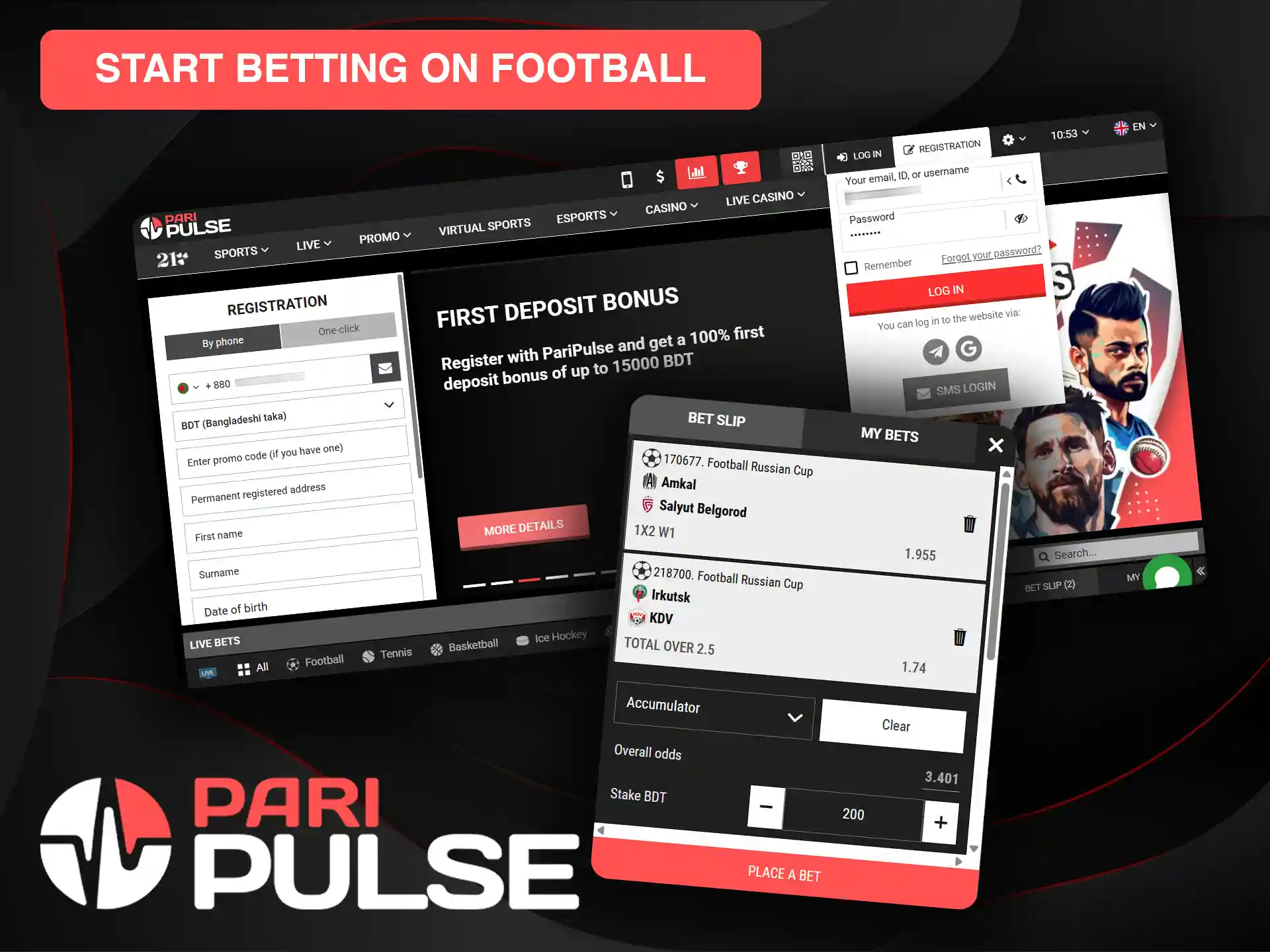 Register on the official PariPulse website and place bets on football in Bangladesh.