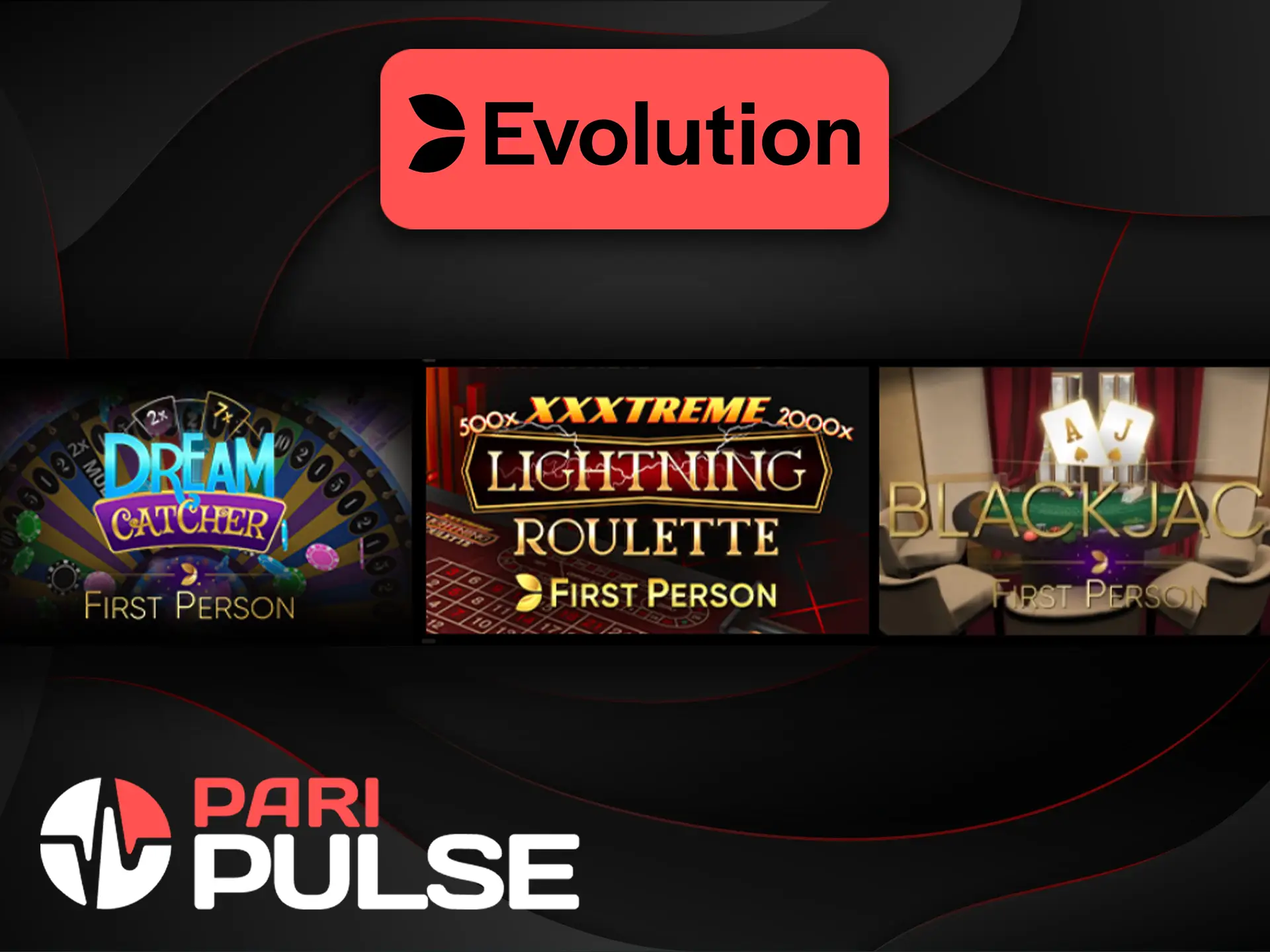 Most popular games from Evolution provider available on PariPulse.