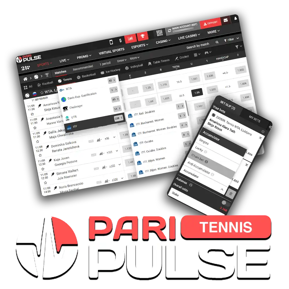 Enjoy tennis betting at the official PariPulse website in Bangladesh.