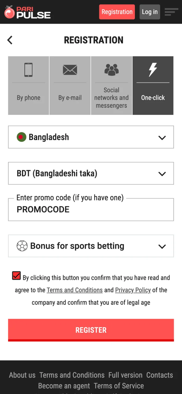Create a PariPulse account, log in, and make your first deposit.