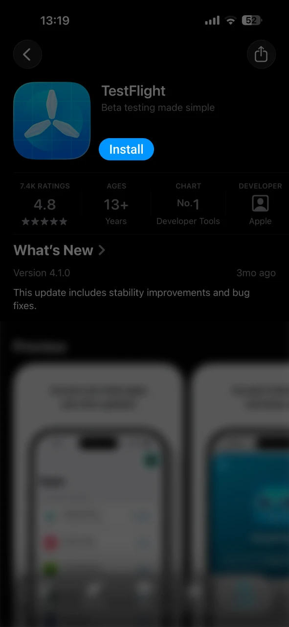 Go to App Store to install TestFlight app for PariPulse.