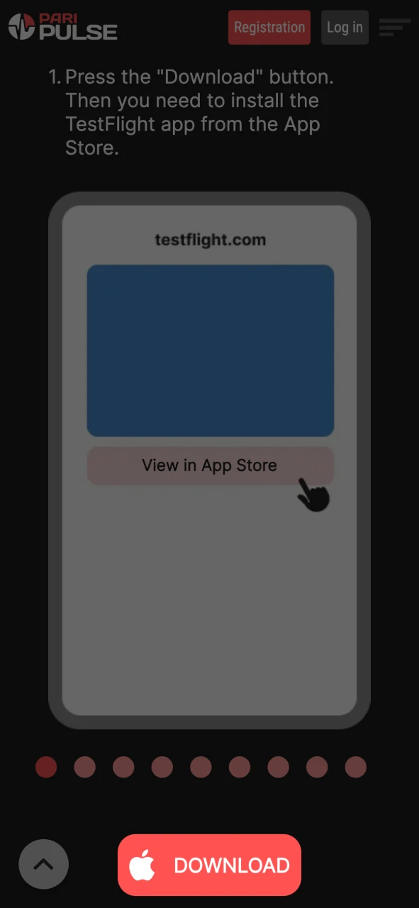 Go to PariPulse website to click the TestFlight button.