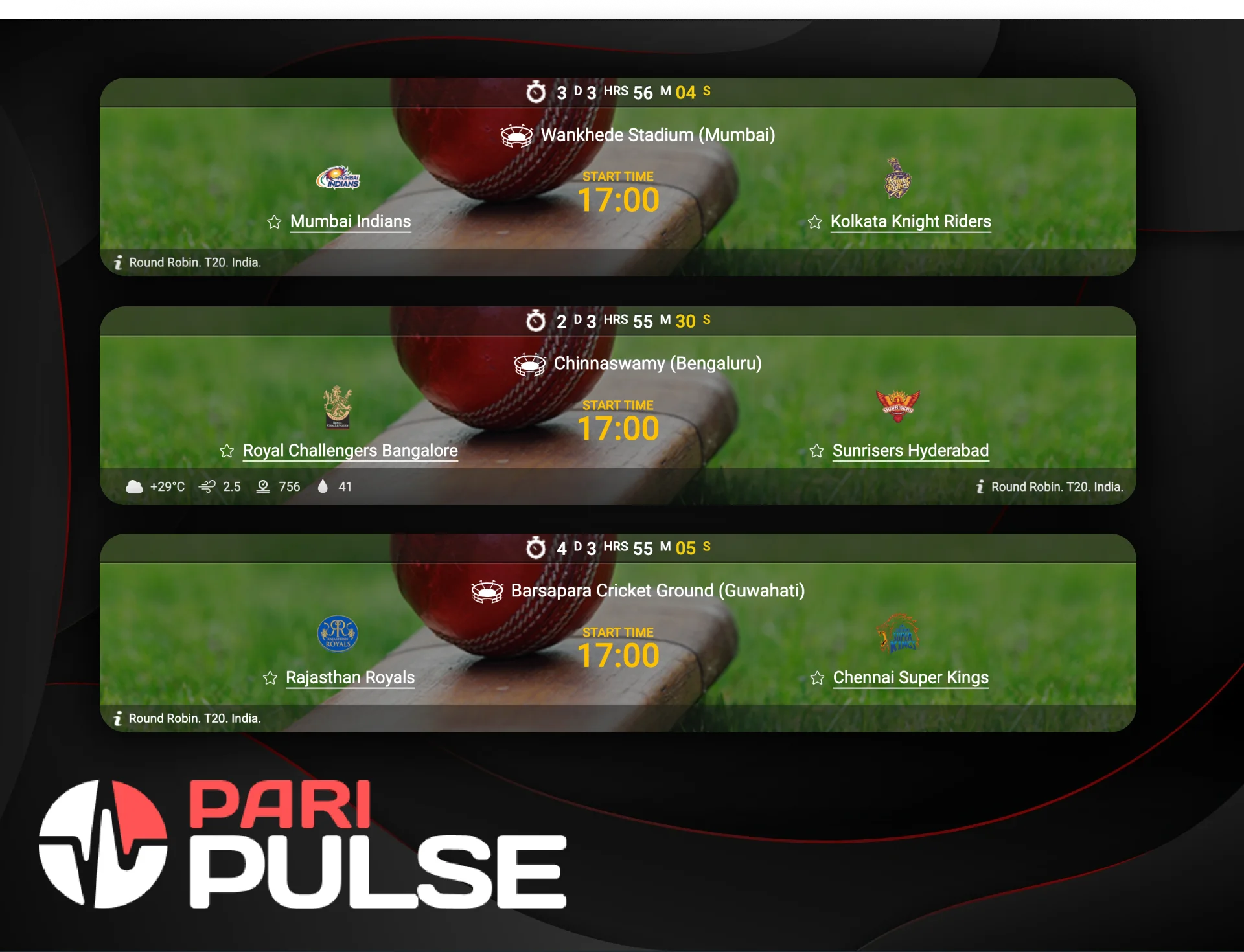 Check the IPL teams and start betting on PariPulse cricket.